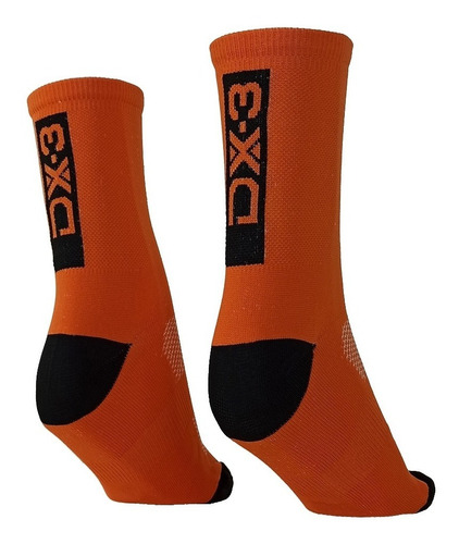 Imagem 2 de 2 de Meia Dx-3 Ciclismo Cano Longo Unissex Laranja