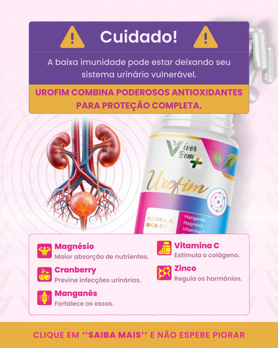 Kit 3 Urofim: Cranberry + Semente De Uva - Viver Bem Mais