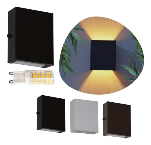 Kit 7 Arandelas Slim 2 Focos Com Lâmpada 5w Luminária Efeito