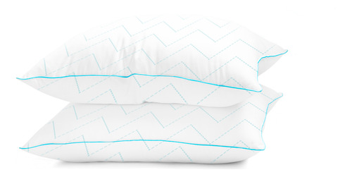 Liquidación 2 Almohadas Sognare Kingsize Suaves Blanco Con Verde