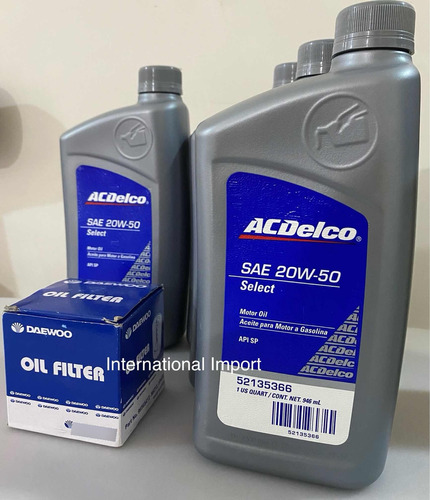 Aceite Mineral 20w50 Original Acdelco Api Sp 4 Litros+filtro