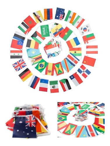 Varal Missionário Bandeiras 100 Países 30 Metros Sem Frete