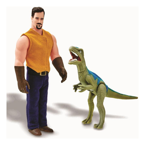 Dinossauro Velociraptor Rex Training 31cm Com Boneco 30cm