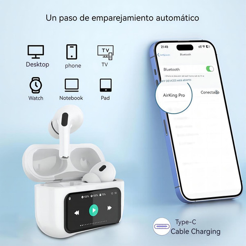 Auriculares Bluetooth Con Cancelación De Ruido Y Pantalla