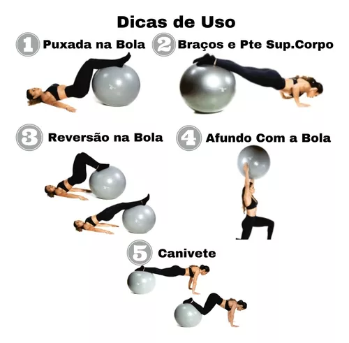 Bola Pilates Yoga Abdominal Ginástica Fitness 65cm C/ Bomba