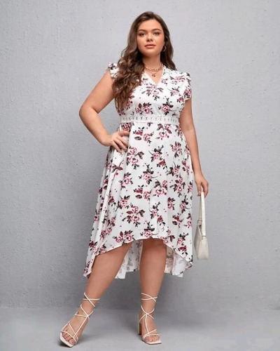 Hermoso Vestido Blanco Con Estampado Floral