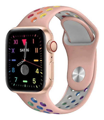 Malla Reloj Apple Watch Estilo Rainbow 42 44 Mm Rosado-otec
