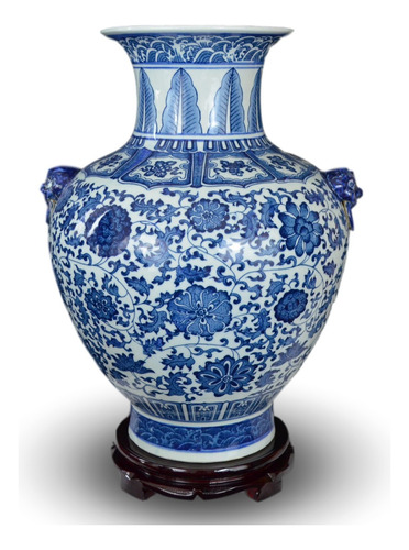 Porcelana Diseño Oreja Leon (18.0 In) Color Azul