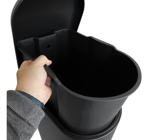 Bote De Basura Metálico 40l Negro Con Pedal
