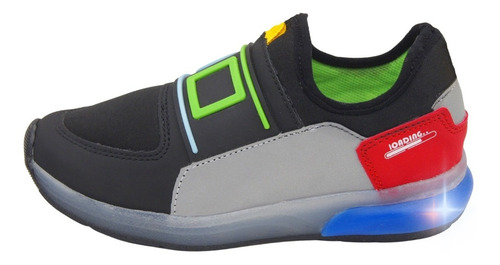 Tenis Luces Roddyck Niño 18-25 Tenis Gamer Color Negro
