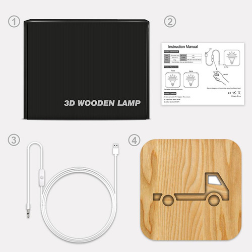 Luz De Escritorio Usb Led De Madera Con Luz Nocturna
