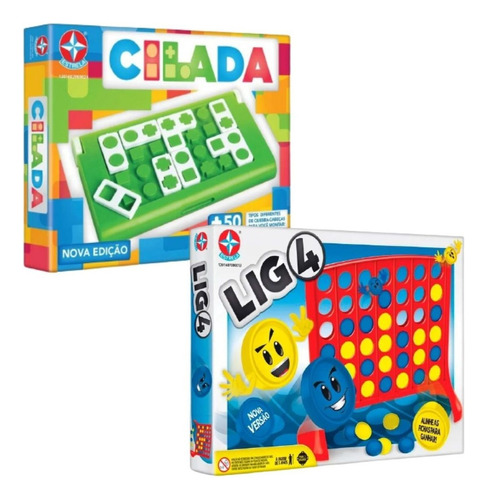 2 Jogos Lig 4 + Cilada Da Estrela Brinquedo Pedagógico