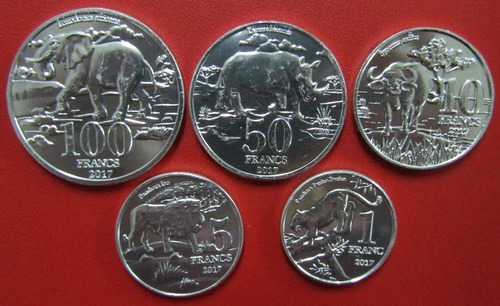 Katanga Set De 5 Monedas Año 2017 Animales Unc Sin Circular