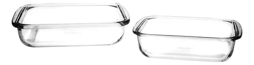 Assadeiras Quadradas Marinex 2 Peças Vidro Com Alça - R$ 38,9