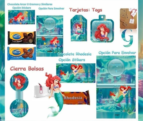 Kit Imprimible La Sirenita Ariel Sirena Mermaid S98