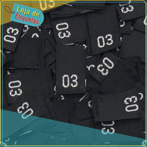 Imagem 3 de 4 de Etiqueta Bordada Numeração Kids Fundo Preto 100pçs