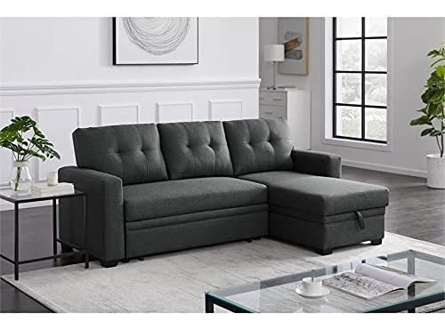 Sofa Color Gris Reversible, Para Dormir, Con Almacenamiento