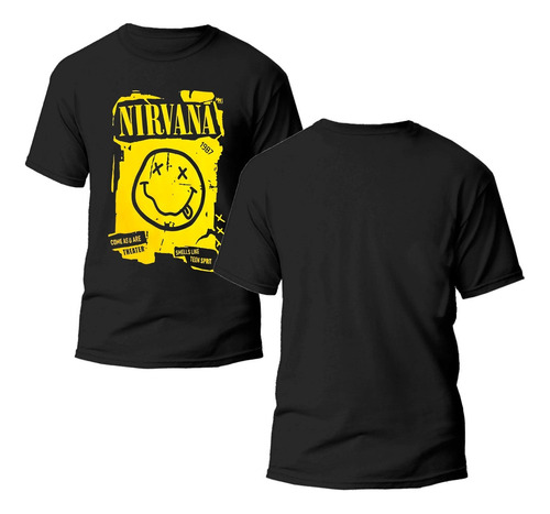 Playera Negra Estampado Rock Clasico Nirvana 100% Algodón 08