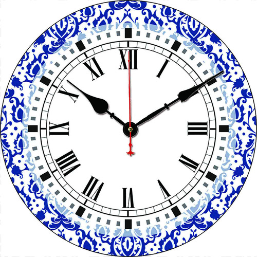 Fueiscy Reloj Pared Tictac Tema Porcelana Azul Blanca Hogar