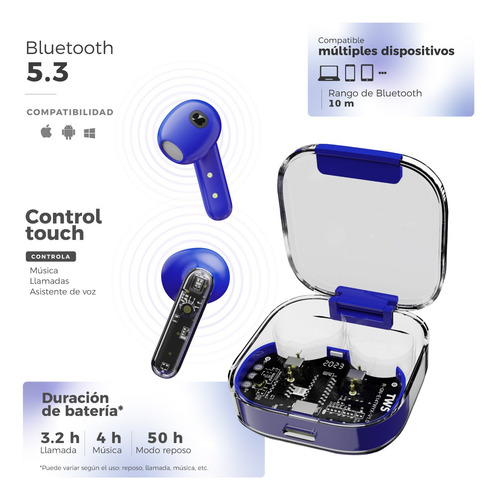 Smartwatch Binden Kulest Kit + Audífonos Pp Azul Azul