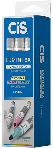 Caneta Marca Texto Cis Lumini Ex Apagável Amarelo 6 Unidades