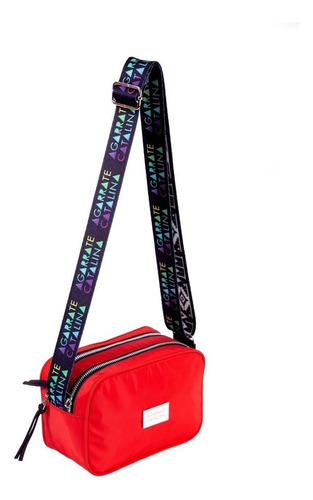 Cartera Bandolera Nylon 2 Cierres Agarrate Catalina Q Color Rojo