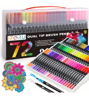 72 Colores Marcadores Plumones Punta De Pincel Dual Brush Brush 72