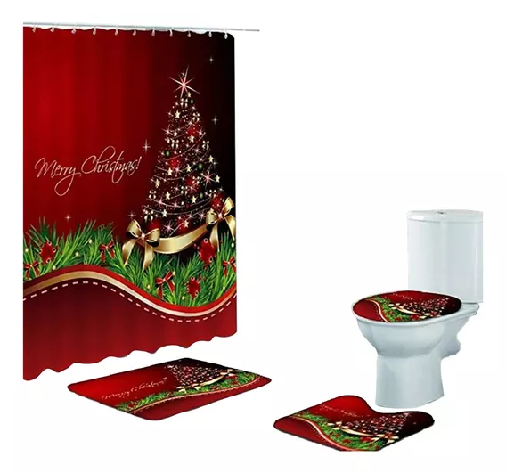 Juego De 4 Fundas Navideñas Para Cortinas De Baño