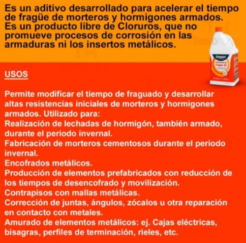 Imagen 5 de 10 de Acelerador Mortero Piso Sin Cloruro Sinteplast 5 Kg Frague