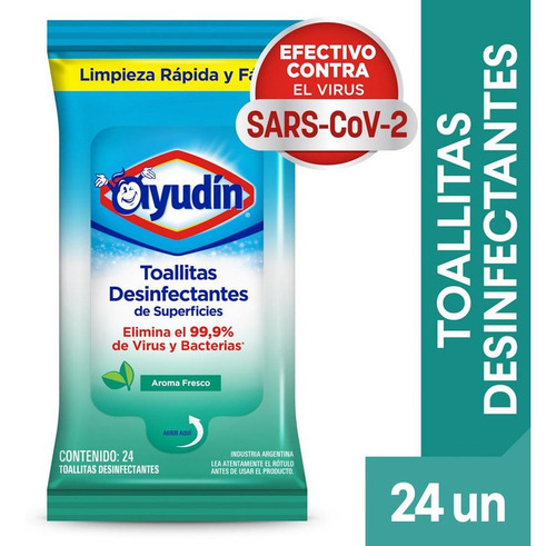 Toallitas Desinfectantes Ayudin Aroma Fresco X 24 Unidades