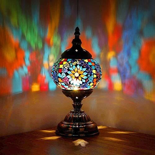 Lámpara De Mesa Decorativa De Cristal De Mosaico Turco...
