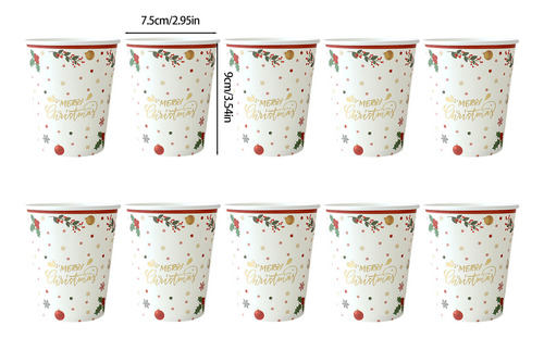 Vasos Navideños Descartables Para Fiesta Temática, 10 Pzs.