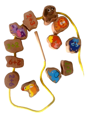 Juego De Encastre Madera Didáctico Animales Aprender A Sumar Multicolor