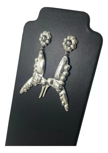 Aretes Colgantes Filigrana Plata Fina .925 Colibrí Naturalez