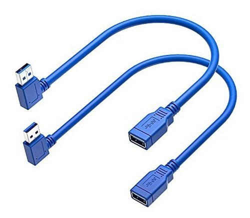 Cable De Extensión Usb 3.0, 1 Pie, Paquete De 2, 90 Grados A