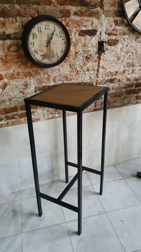 Imagen 2 de 4 de Mesa Barra Bar Industrial 50x40x105 Hierro Y Madera Cerveza