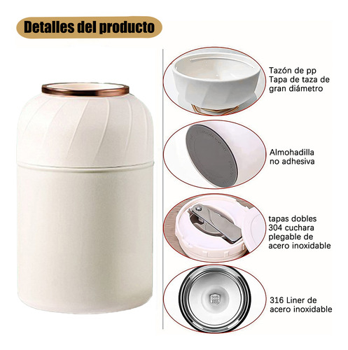 Termo Portatil Comida Caliente Fría Sopa Acero Inox. 500ml Blanco