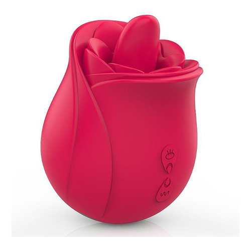 Vibrador de clítoris en forma de rosa con lengua estimulante