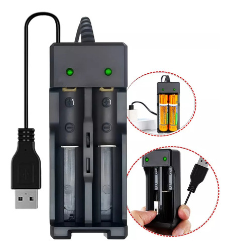 Carregador Duplo Universal Usb Ajustável Baterias 18650