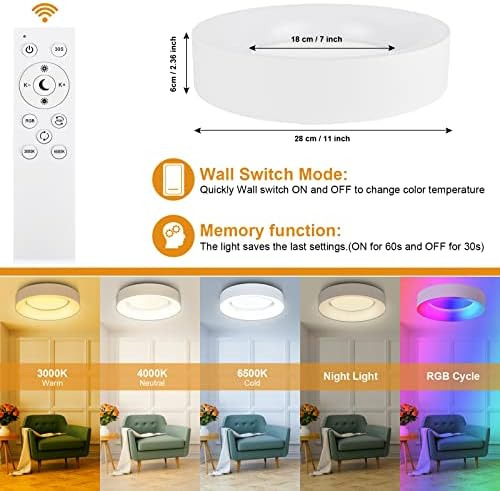 Rgb Techo Empotrable Regulable Con Control Remoto 11 Pulgada
