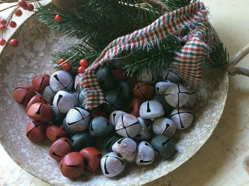 12 Primitive Rusty Tin Christmas Jingle Bells Bell 35mm Bbc