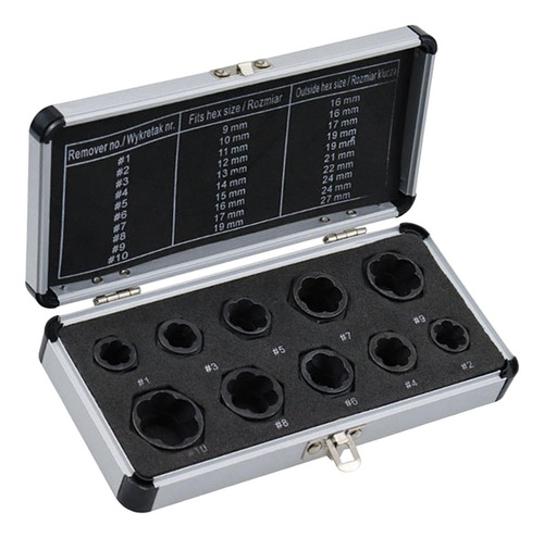 Juego De 10 Extractores De Tuercas, Caja Pequeña