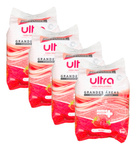 Kit 4 Cera Depilatória Depimiel Ultra Ruby Frutas Vermelhas