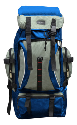 Mochila Mochilero 60 L De Camping Outdoor Montaña Reforzada Color Azul Mpj23 Diseño De La Tela Liso