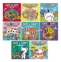 Comprar Livro Cute & Cute | Cute & Comfy Coloring Book For Adults - Bold Easy | Kit 8 Livros