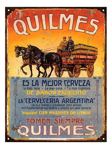 Cartel De Chapa Publicidades Cerveza Quilmes L531 20x28cm