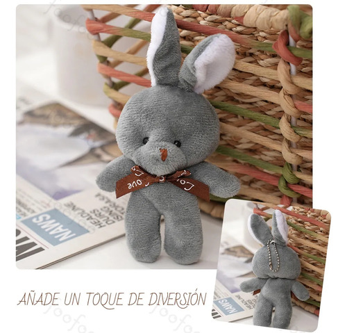 10 Llaveros De Moda Ositos Conejo Peluche Manualidade Foofoo Gris