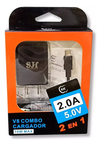 Combo Cargador V8 2 En 1 De 10w Color Negro O Blanco