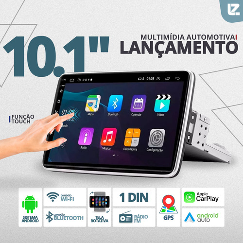 Multimídia Mp10 Android 13 Wifi 32gb 2gb Rotativa Hands Free