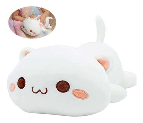 Peluche Gatito Kawaii Gato De Anime Suave Blanco 35 Cm